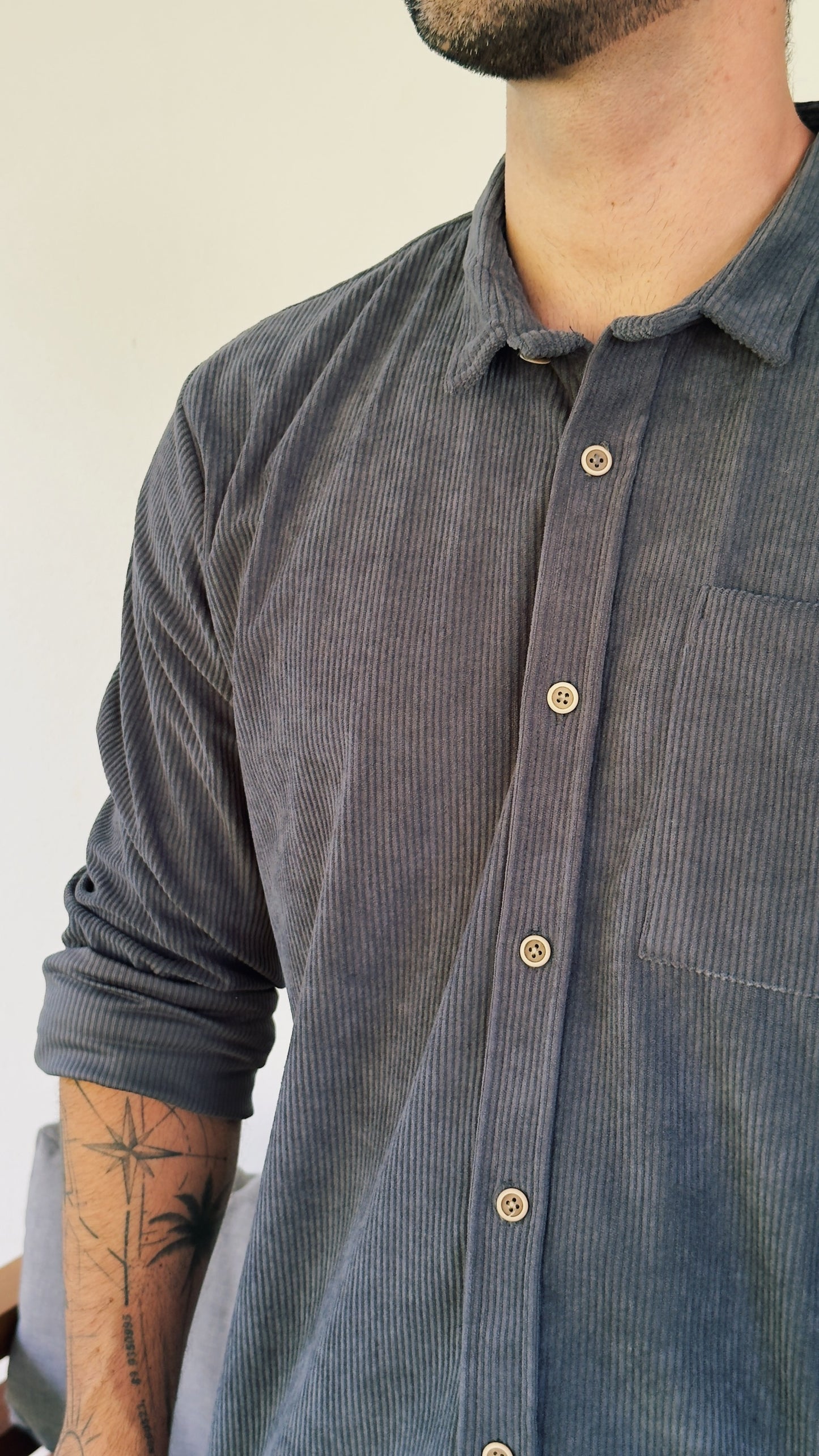 River Cord Shirt - Azul Grisáceo