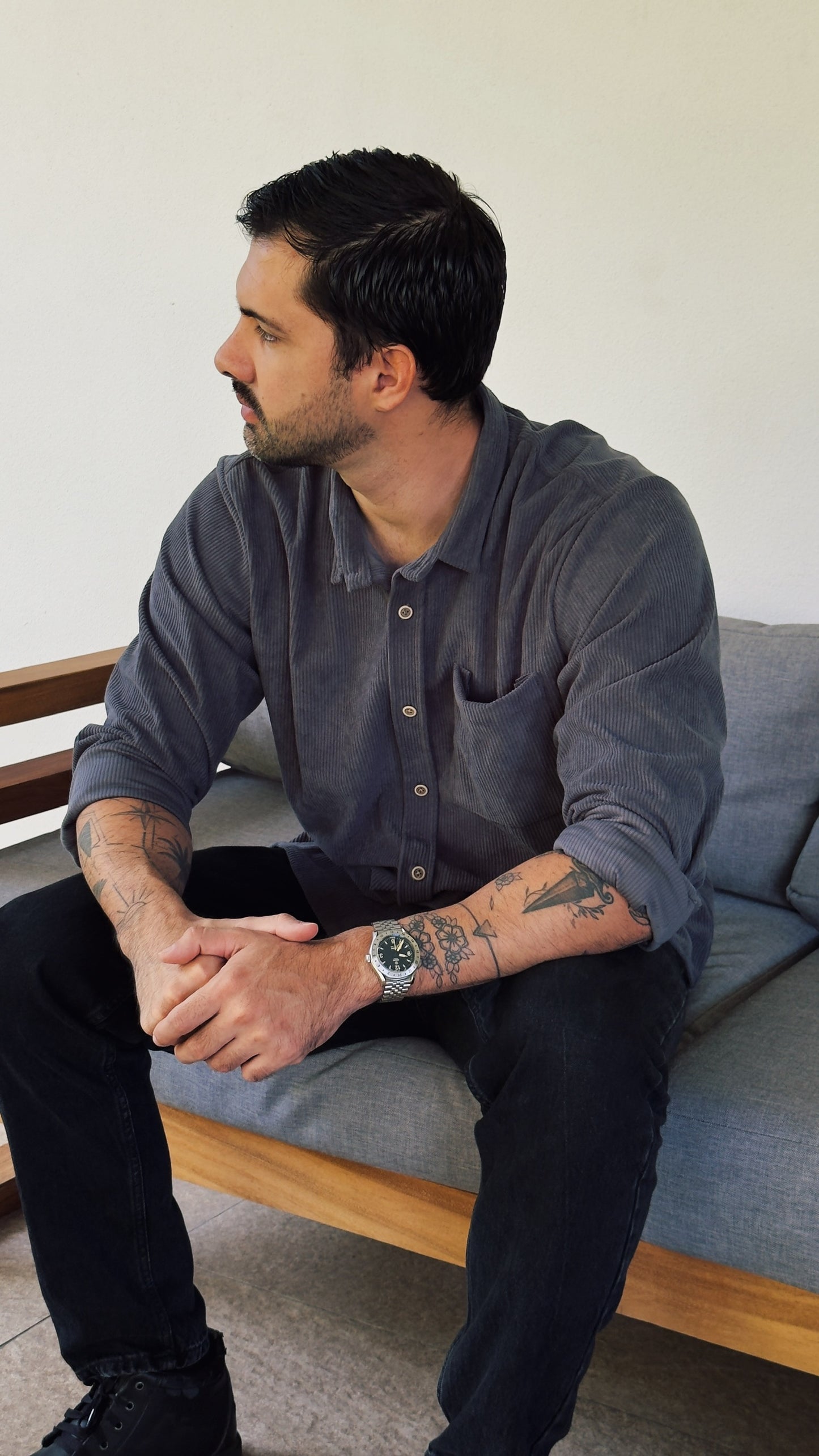 River Cord Shirt - Azul Grisáceo