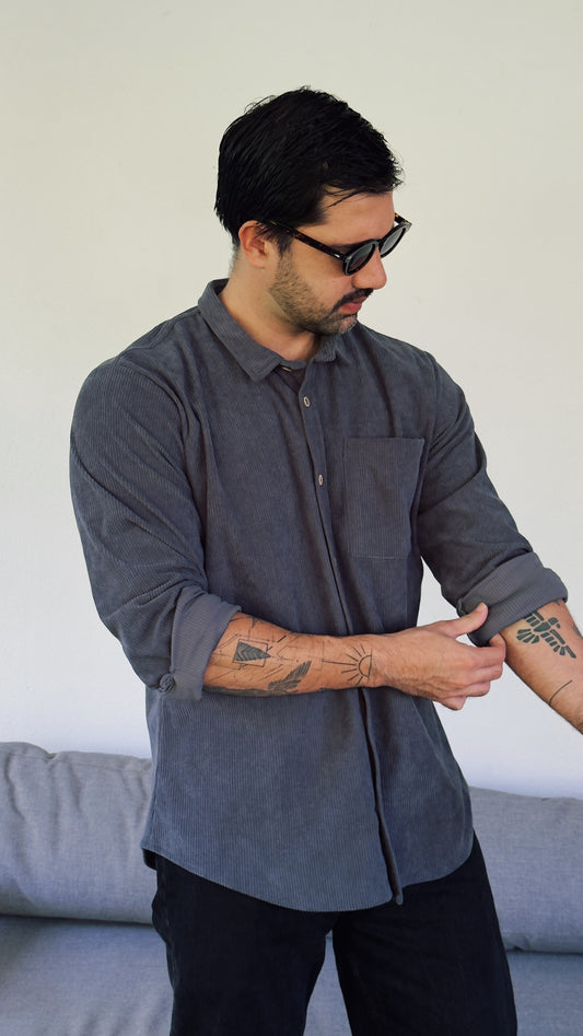 River Cord Shirt - Azul Grisáceo