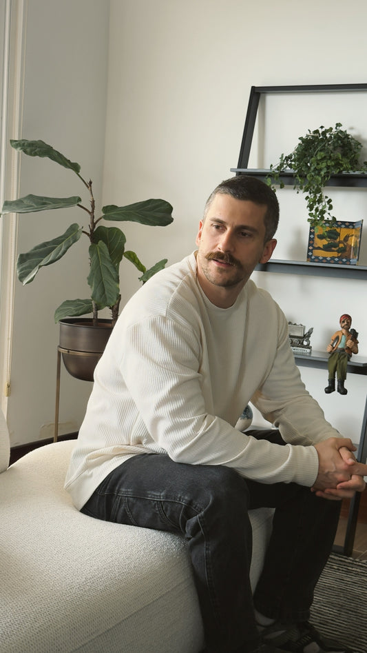 Waffle Pullover Crema 2