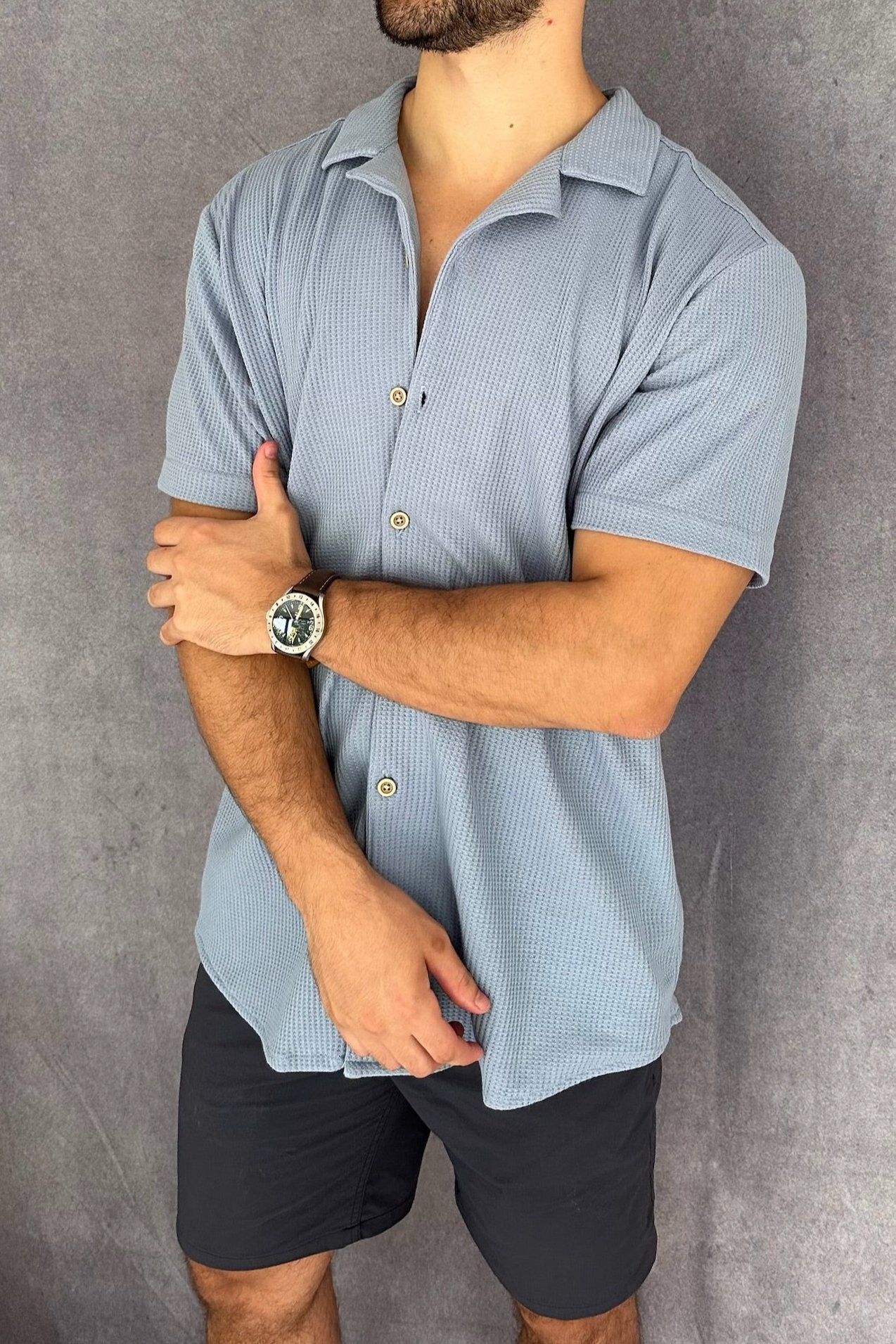 Waffle shirt Celeste 4