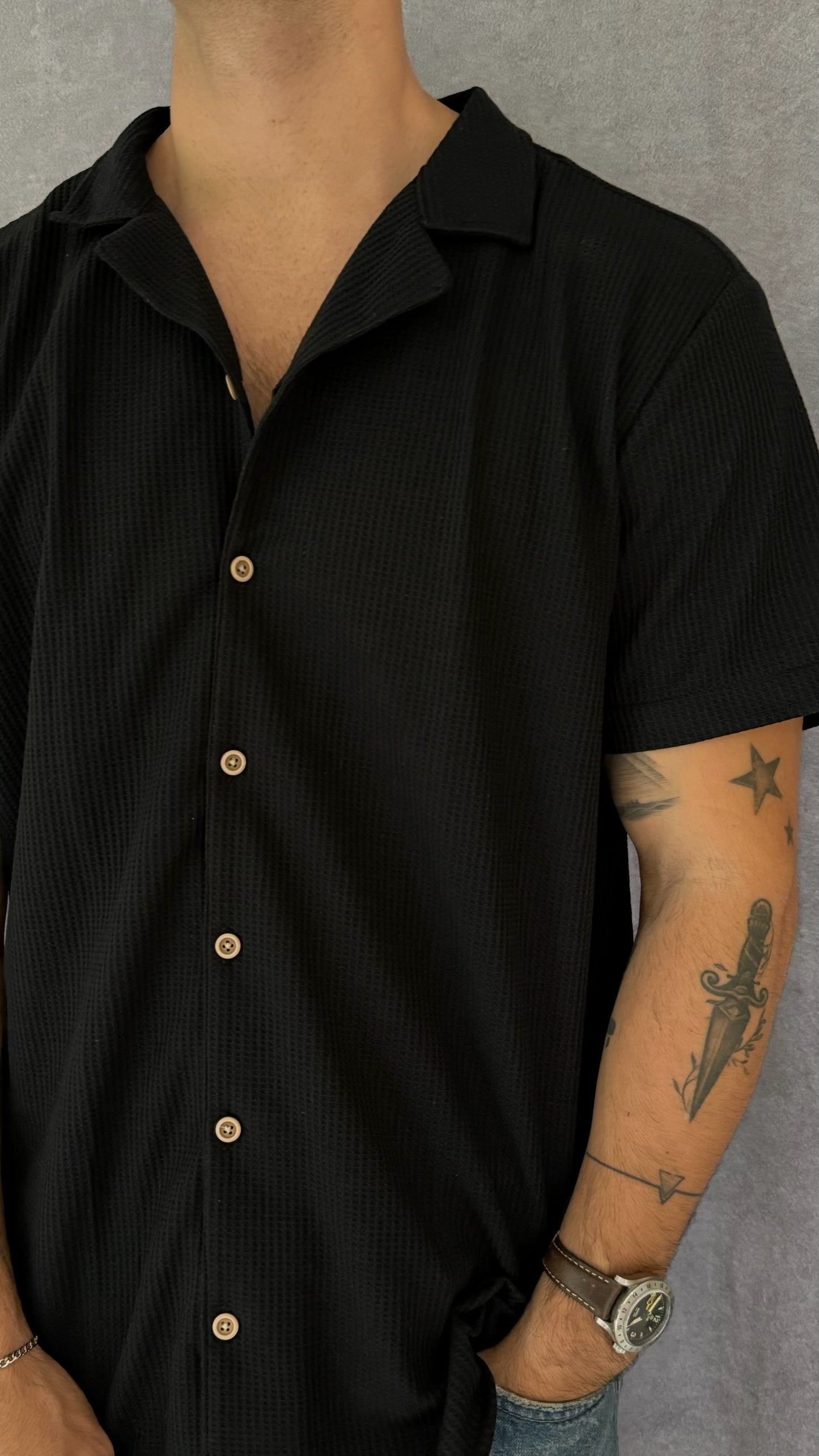 Waffle shirt Negro 2