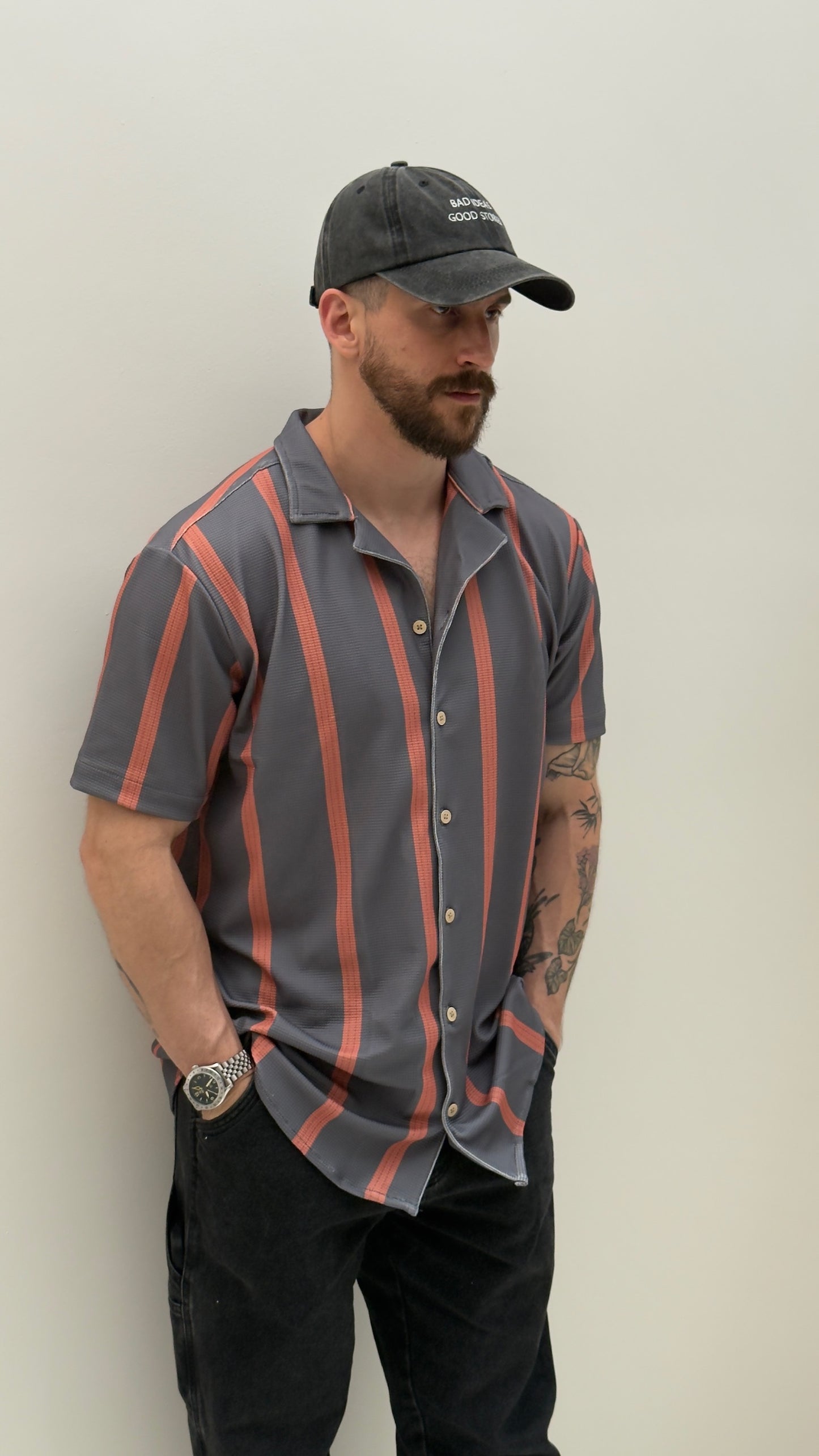 Riviera Shirt (Gris y Naranja)