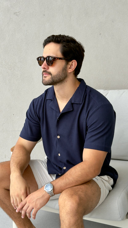 Waffle Shirt Azul Oscuro