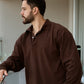Long Sleeve Polo Café - Algodón 6.5oz