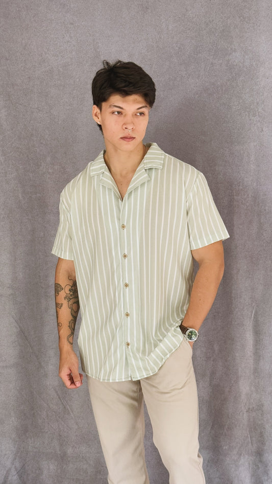 Camisa Rayas Verde y Blanco