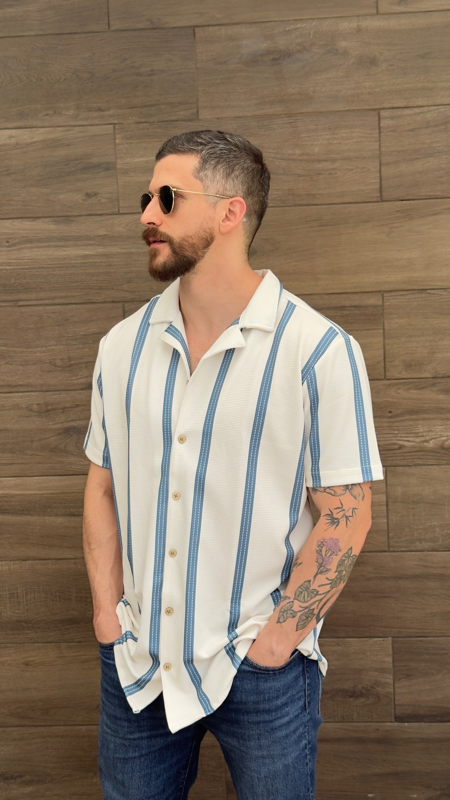 Riviera Shirt (Blanco y Azul)