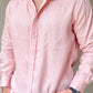 Camisa de lino triblend manga larga color rosado