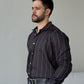 Hybrid Linen Shirt - Negro con rayas blancas