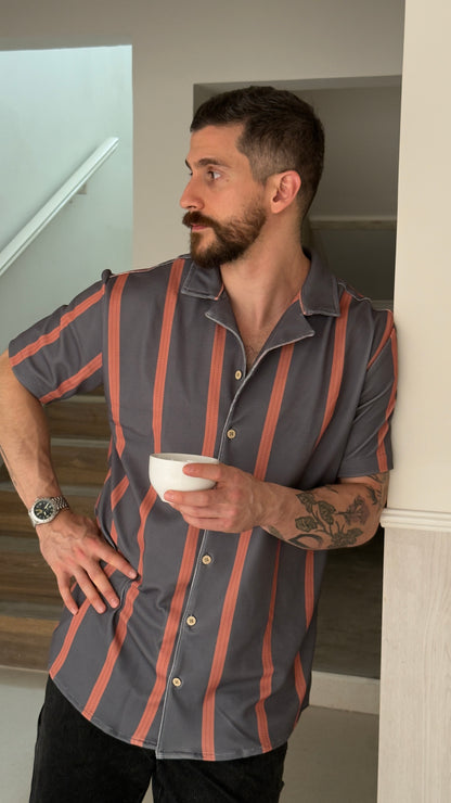 Riviera Shirt (Gris y Naranja)