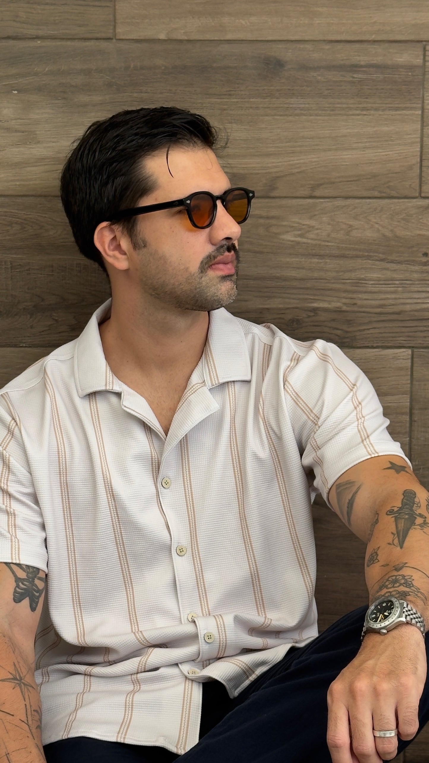 Riviera Shirt (Crema y Khaki)