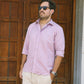 Camisa de lino triblend manga larga color lila