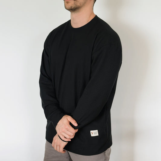 Waffle Pullover Negro