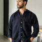 Camisa de lino triblend manga larga color azul navy 