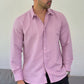 Camisa de lino triblend manga larga color lila
