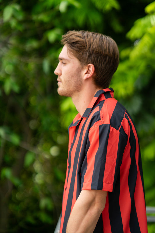 Camisa Rayas Negro y Naranja