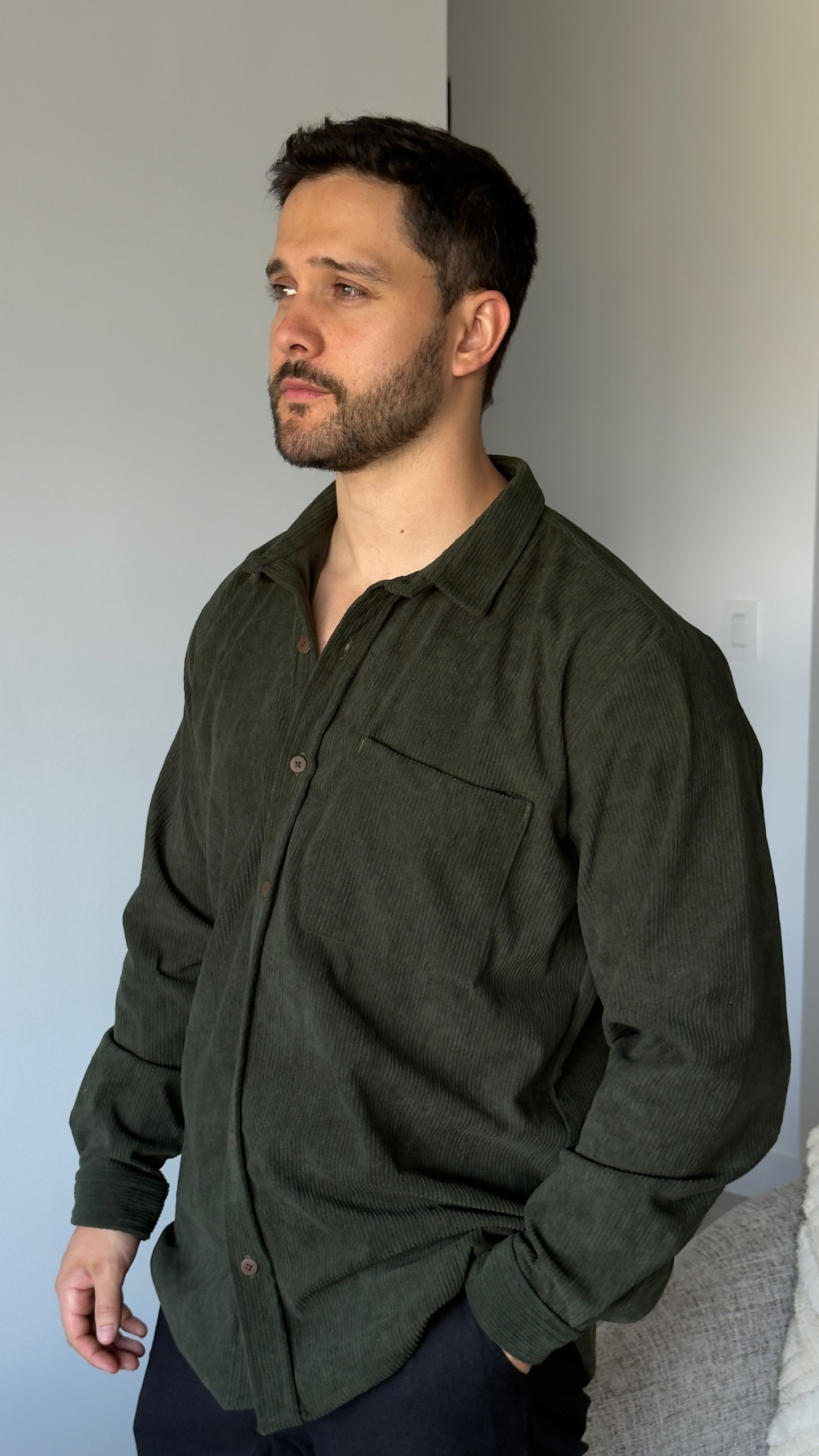 River Cord Shirt - Verde Pino