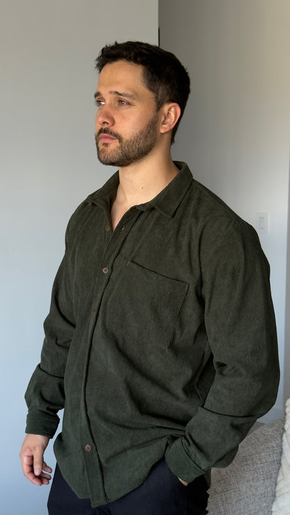 River Cord Shirt - Verde Pino
