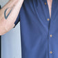 Camisa Lisa Azul Botones de Madera