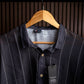 Hybrid Linen Camisa lino Negro con rayas blancas 1