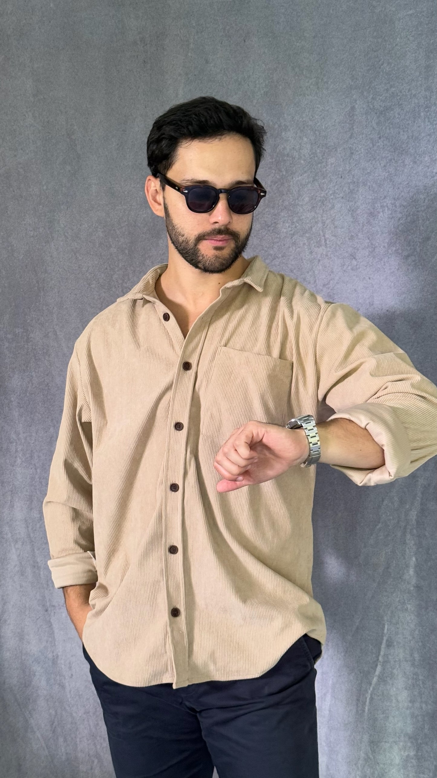 River Cord Shirt - Beige