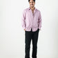 Camisa de lino triblend manga larga color lila