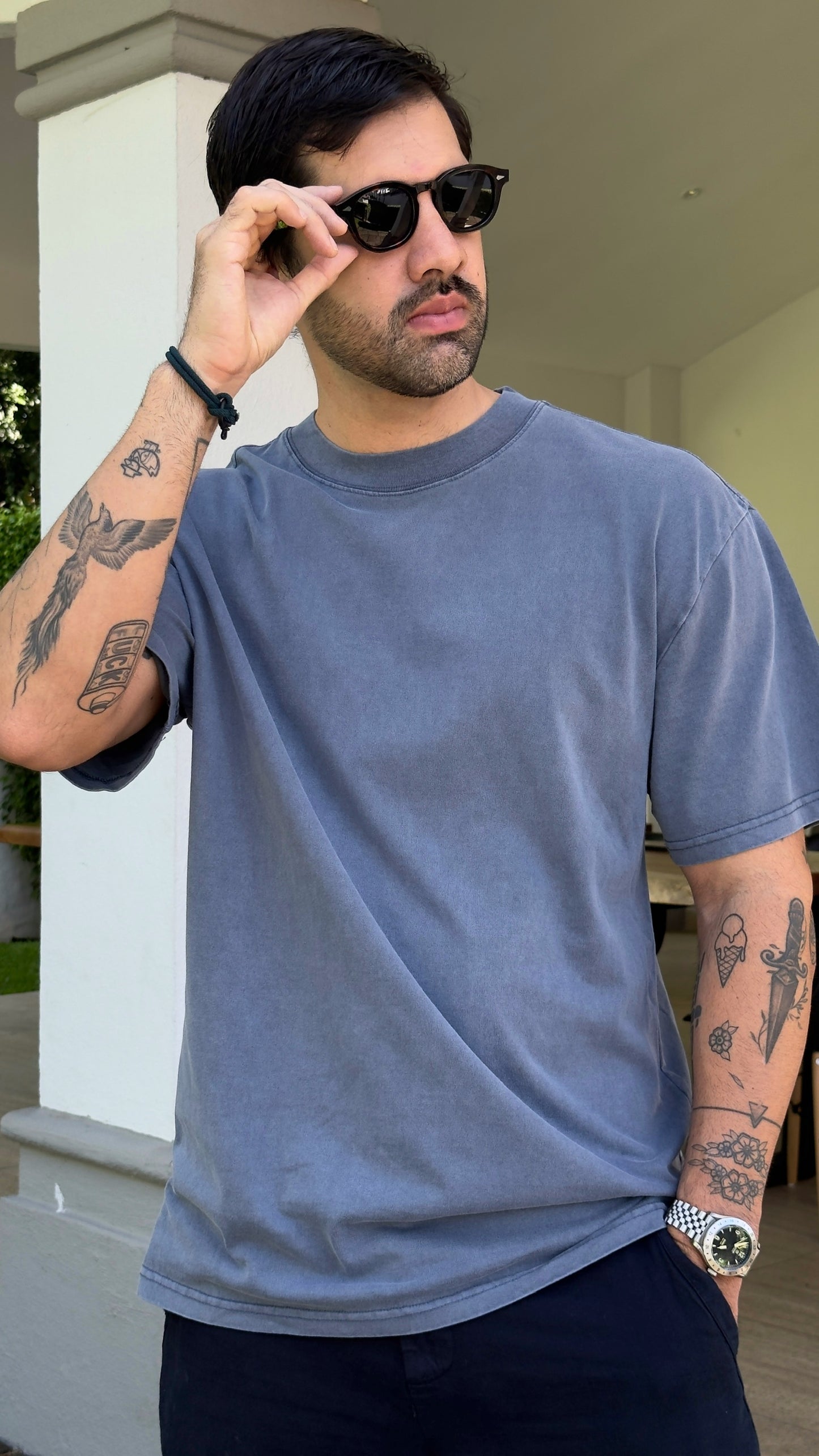 Oversized T-Shirts Azul washed