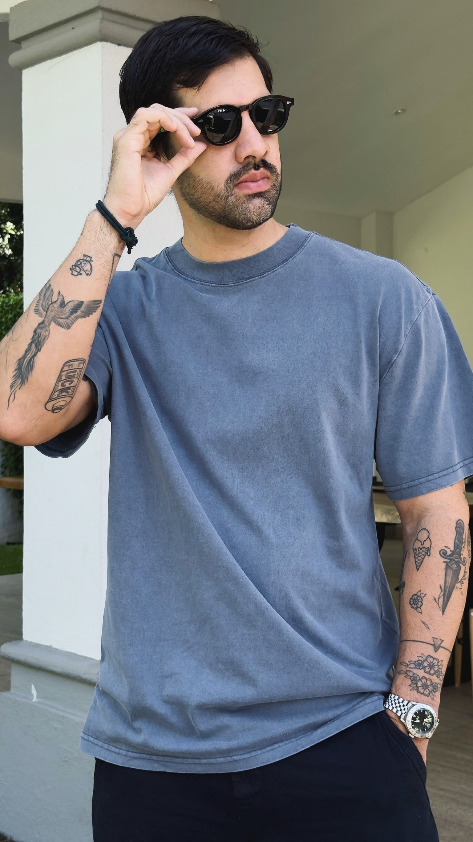 Oversized T-Shirts Azul washed