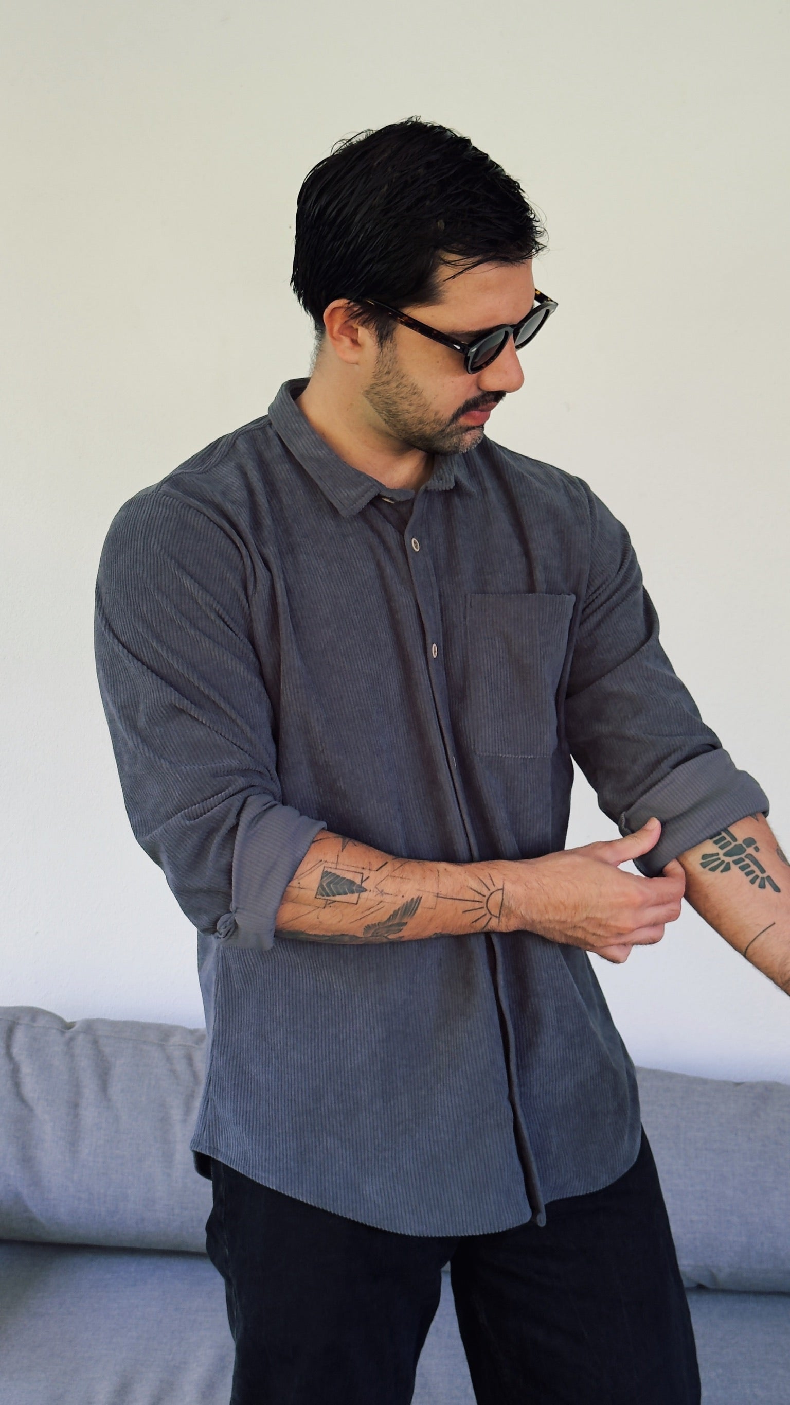 River Cord Shirt - Azul Grisáceo