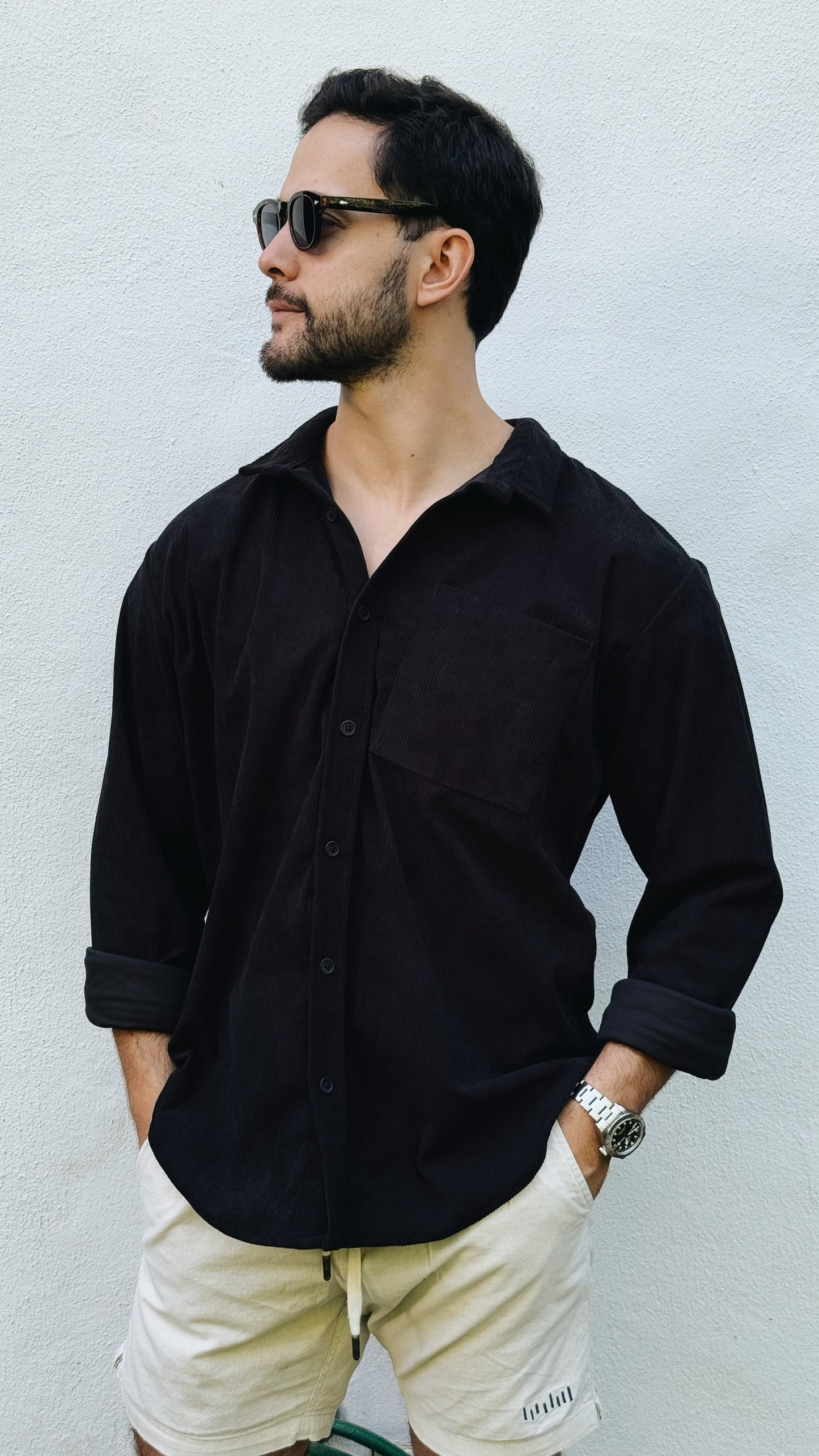 River Cord Shirt - Negro 4