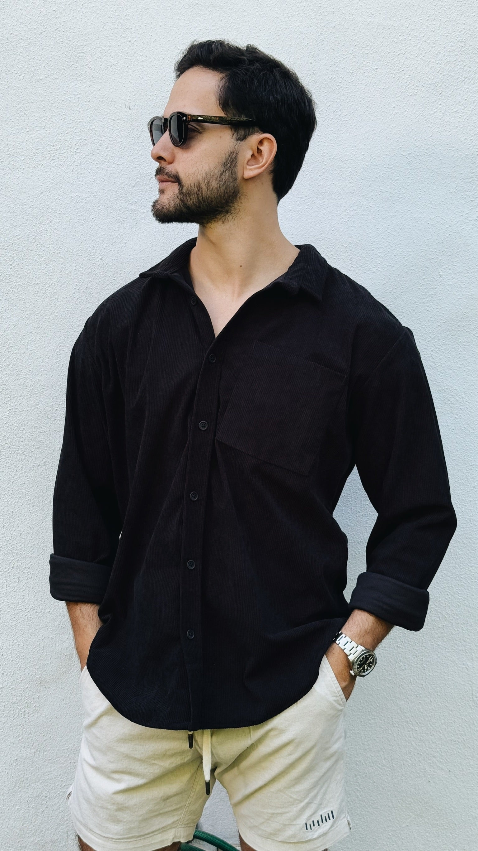 River Cord Shirt - Negro 4