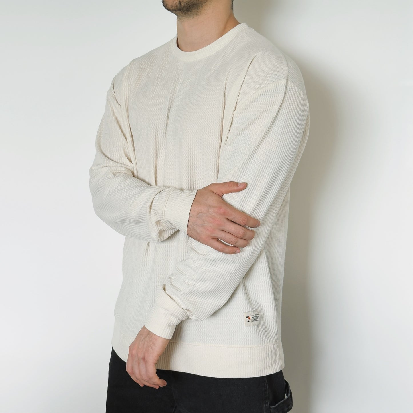 Waffle Pullover Crema