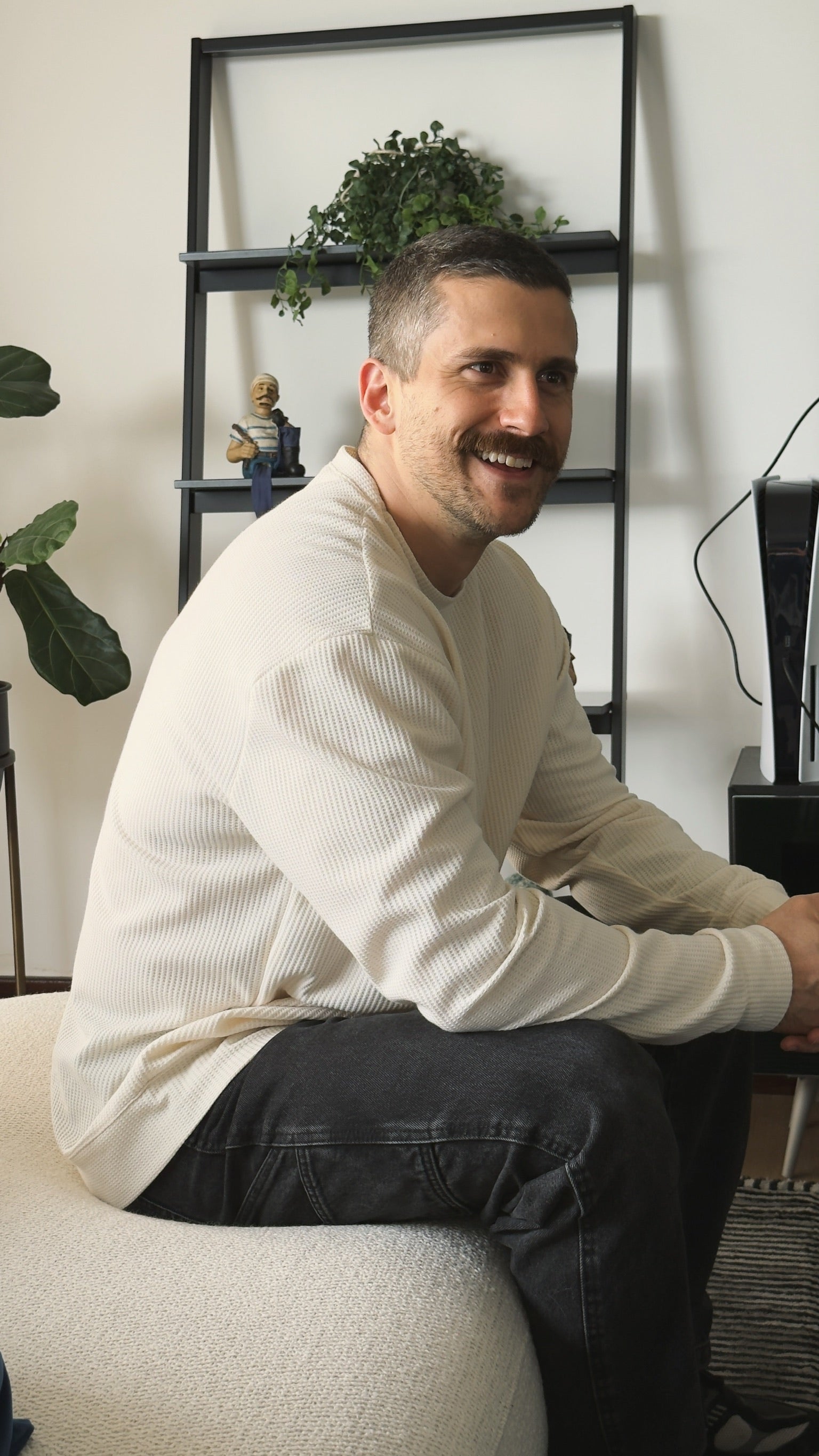 Waffle Pullover Crema 5