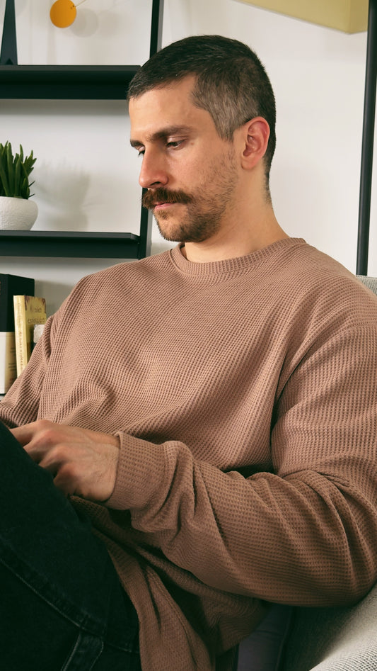 Waffle Pullover Mocha 1
