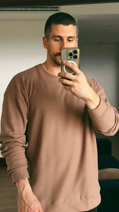 Waffle Pullover Mocha 3