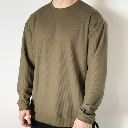 Waffle Pullover Verde Musgo