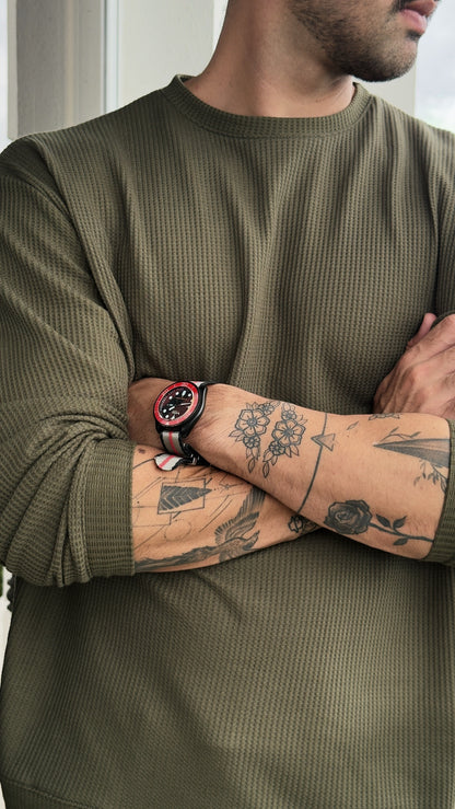 Waffle Pullover Verde Musgo 3