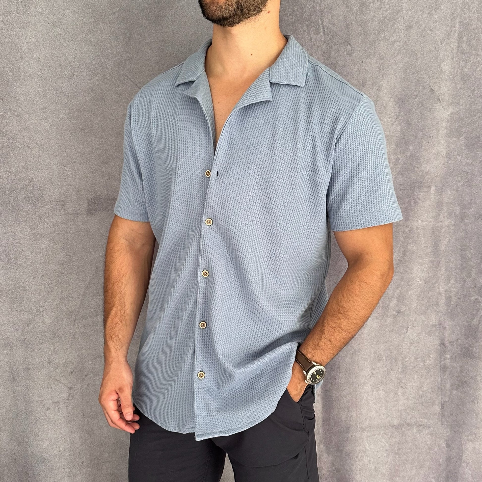 Waffle shirt Celeste 2