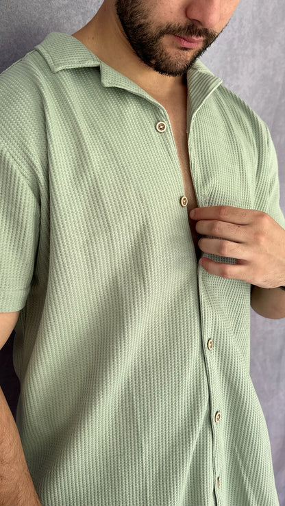 Waffle shirt Verde Claro 1