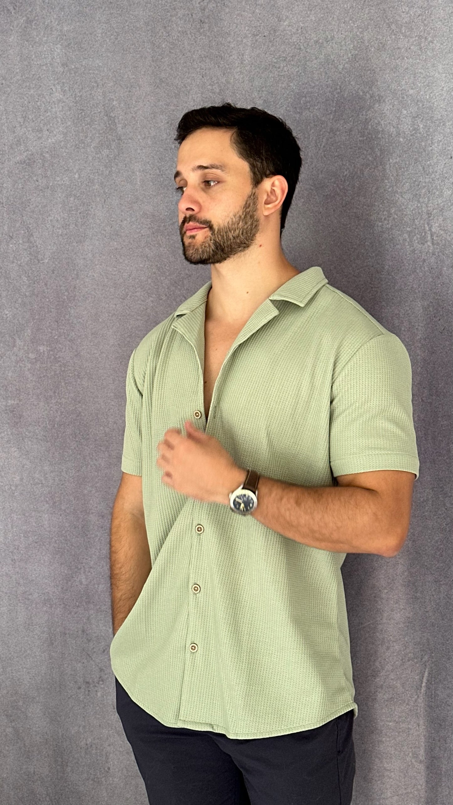 Waffle shirt Verde Claro 2