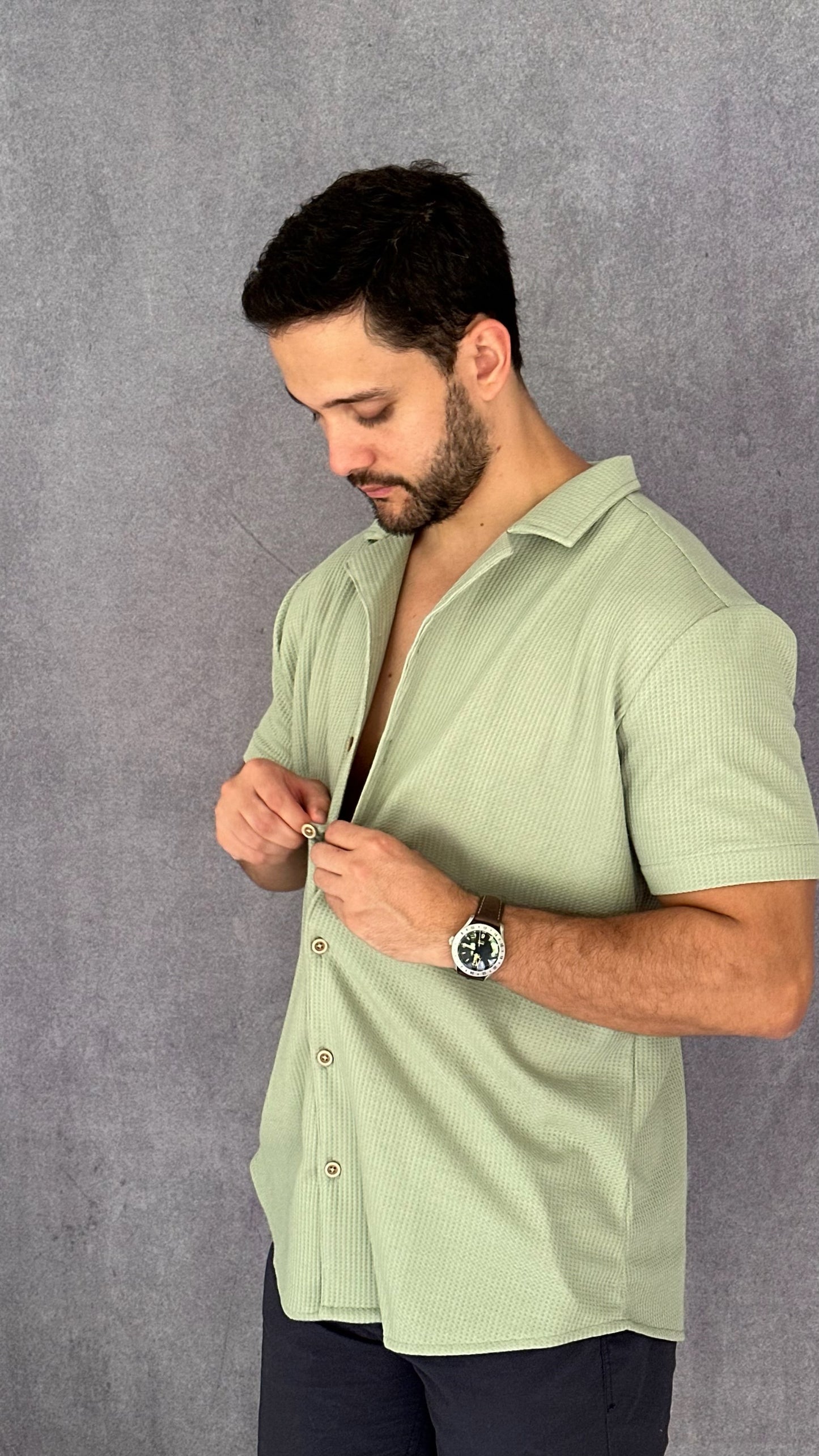 Waffle shirt Verde Claro 4