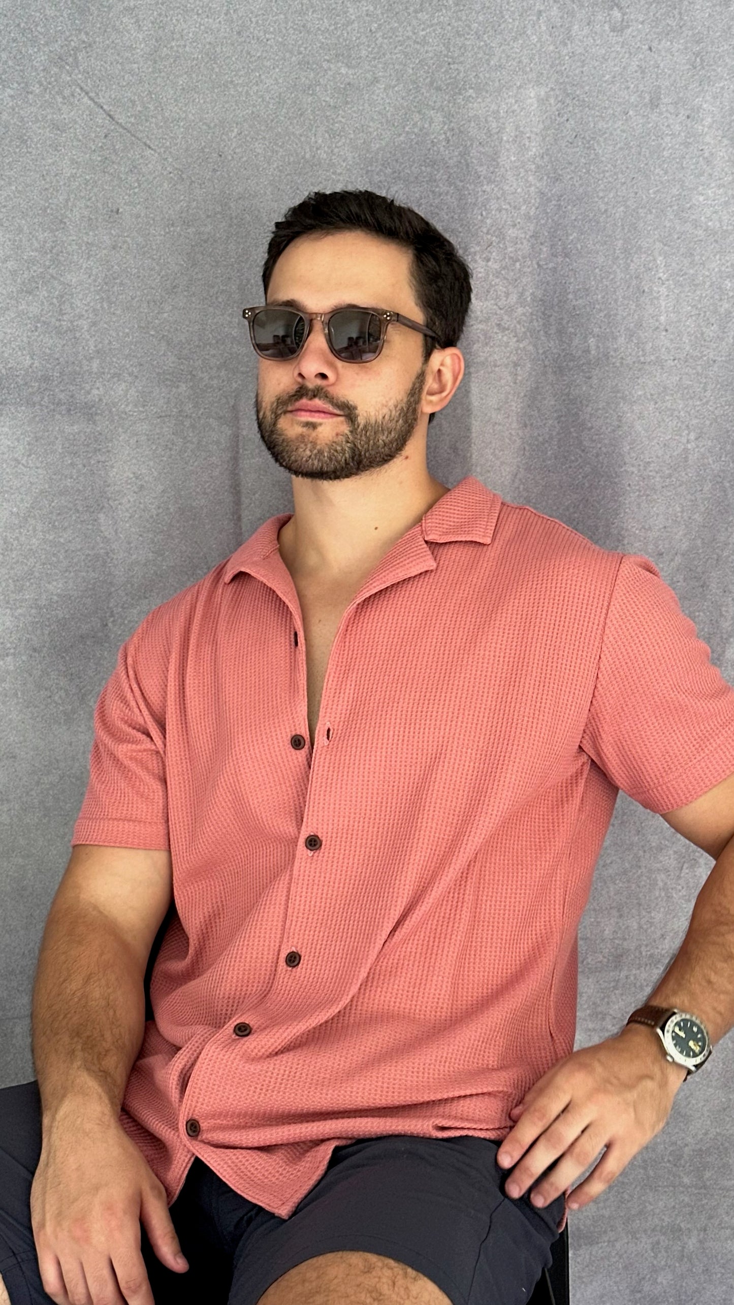 Waffle shirt rosado tierra