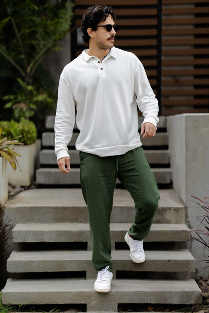 Pantalón de Lino - Color Verde Musgo